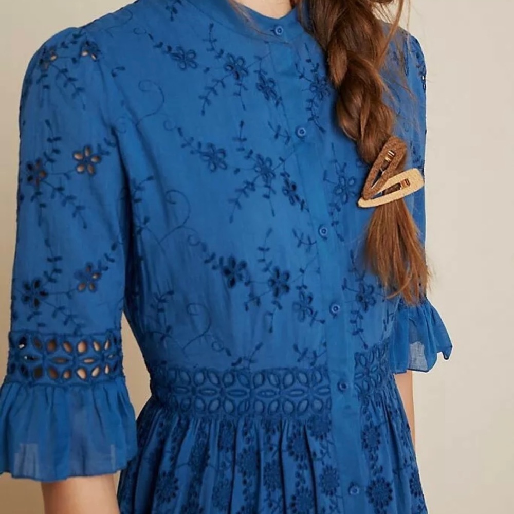 NWT Anthropologie Robin Tiered Eyelet Midi Dress - Picture 6 of 6